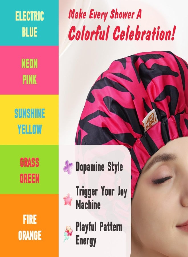 Years Calm Shower Caps for Women Reusable Waterproof, Double-Layer Extra Large Elastic Hair Cap for Shower for Long Hair & Braids, Travel & Home - Image 5